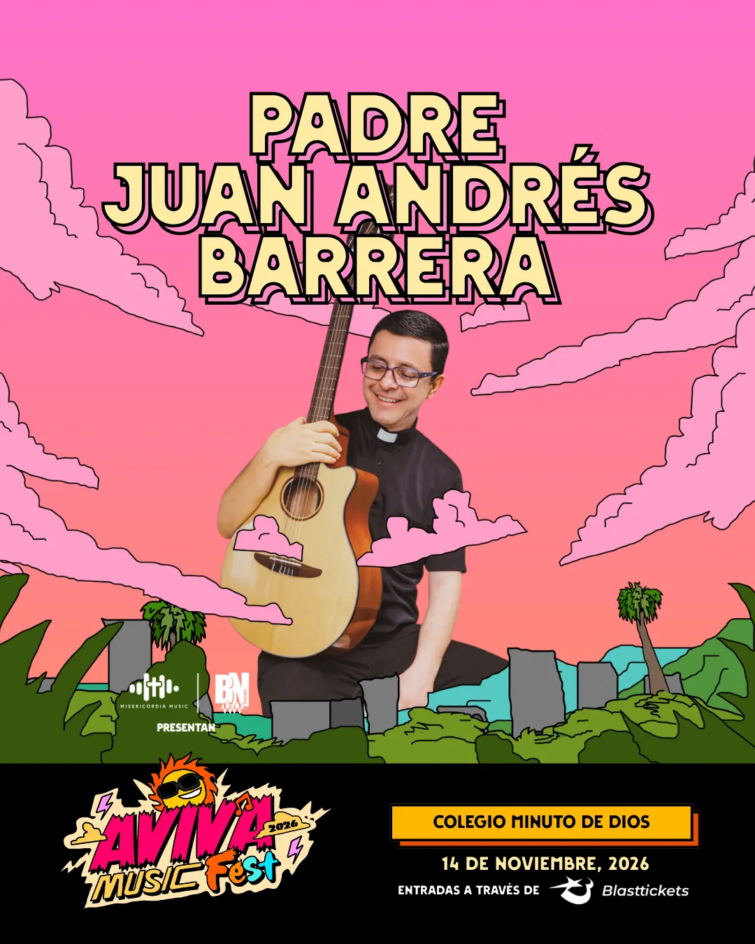 Padre Juan Andrés Barrera en el line-up de AVIVA Music Fest 2026